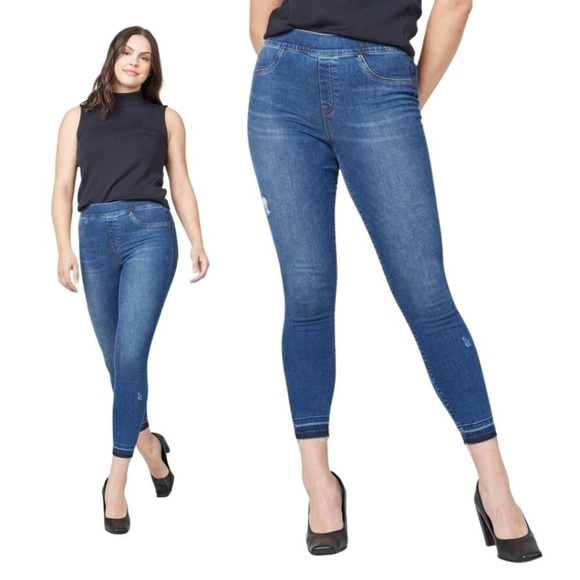 SPANX Distressed Ankle Skinny Jeans, Medium Wash S (2-4) - Slimming, Stretchy - Picture 1 of 10
